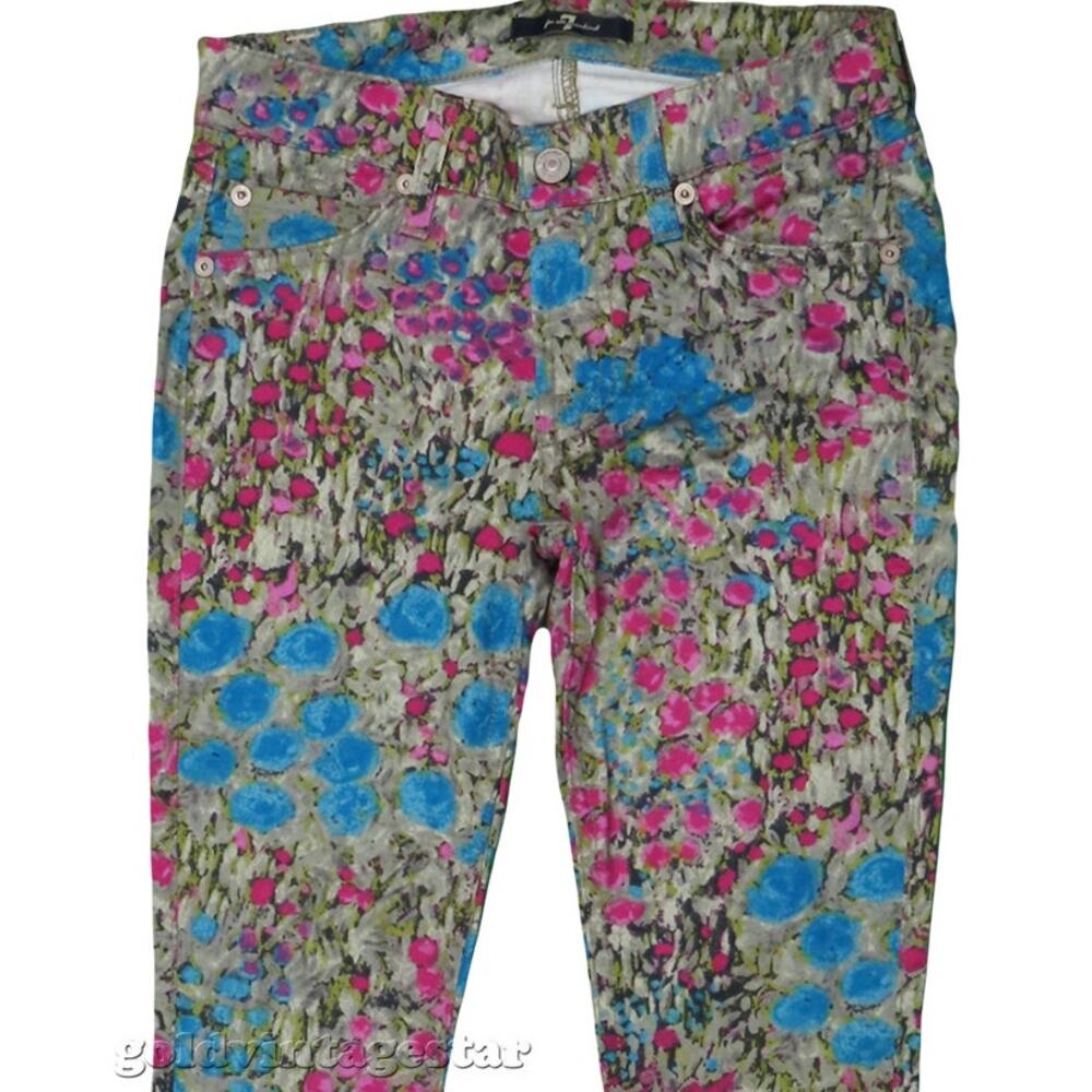 7 For All Mankind Floral Abstract Skinny Stretch Jeans 24